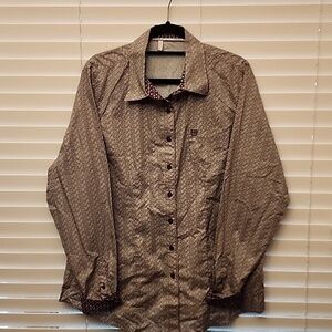 Cinch Women's Long Sleeve Button Shirt Purple Print XXL